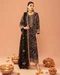 Black faux georgette salwar suit with detailed thread and sequence embroidery