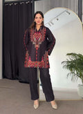 Black Crepe Silk Printed Top and Pant Co-ord Set