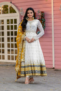 Off white georgette Anarkali suit with 5mm sequence embroidery and latkan border details
