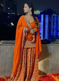 Orange faux georgette palazzo suit with 9mm sequence embroidery