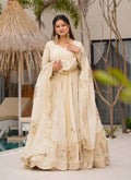 Off white Chinon silk Anarkali gown with sequence and coding work