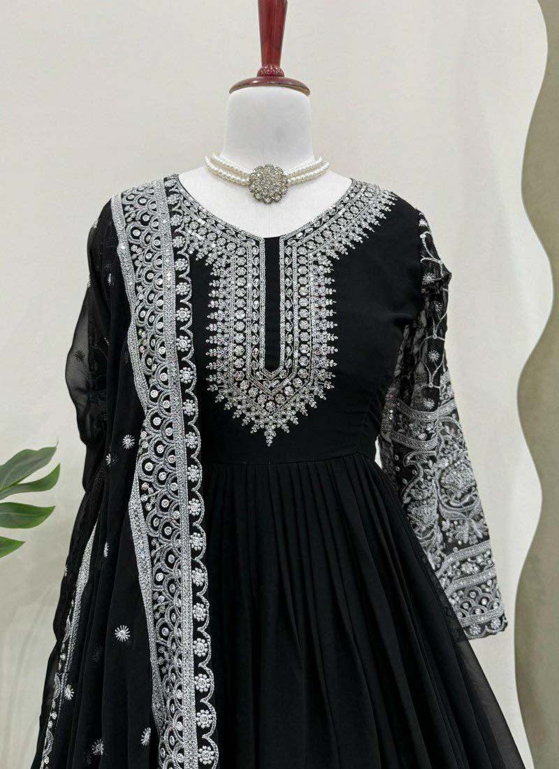 Black Georgette Sequence Anarkali Suit