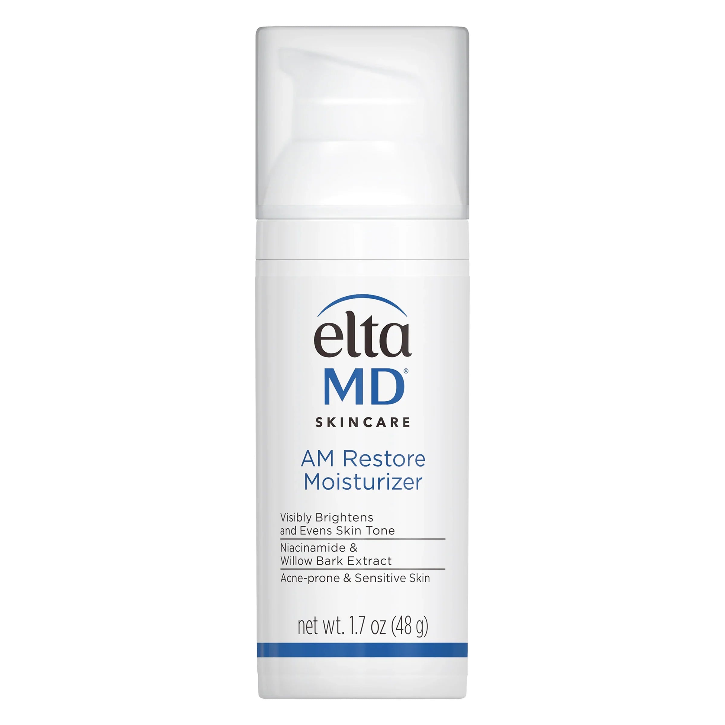 EltaMD AM Restore Moisturizer in white and blue bottle