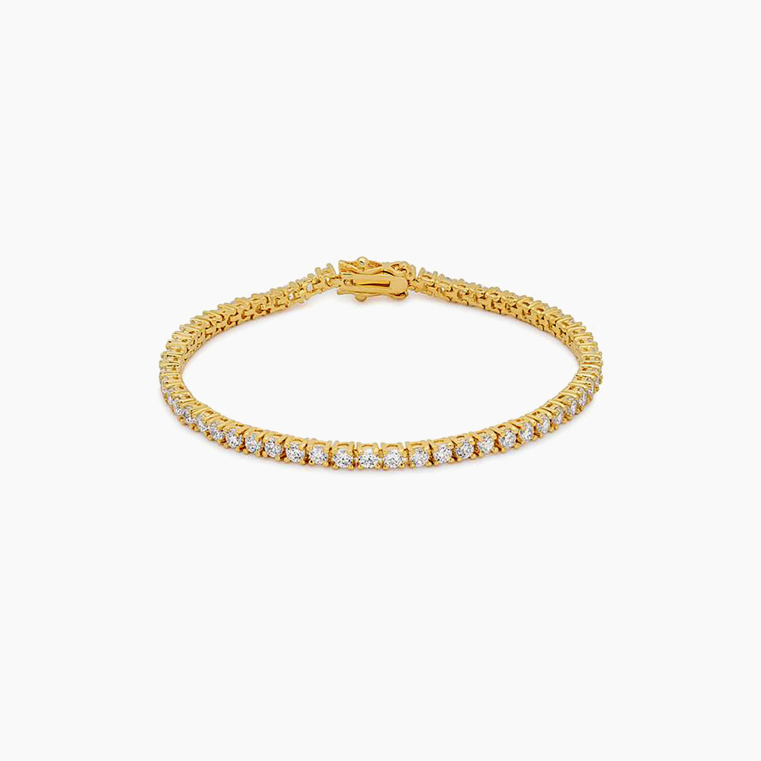 Goldtone Finish Victorian Cubic Zirconia Tennis 8 Inch Bracelet
