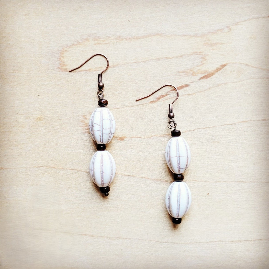 White Turquoise Melon Bead Earrings