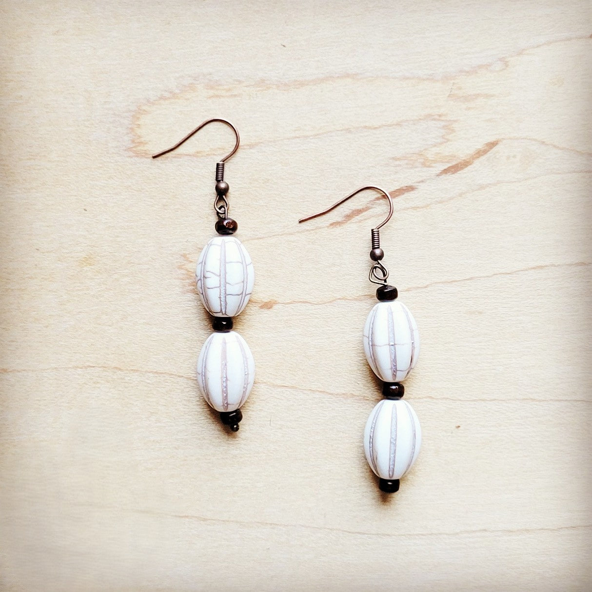 White Turquoise Melon Bead Earrings