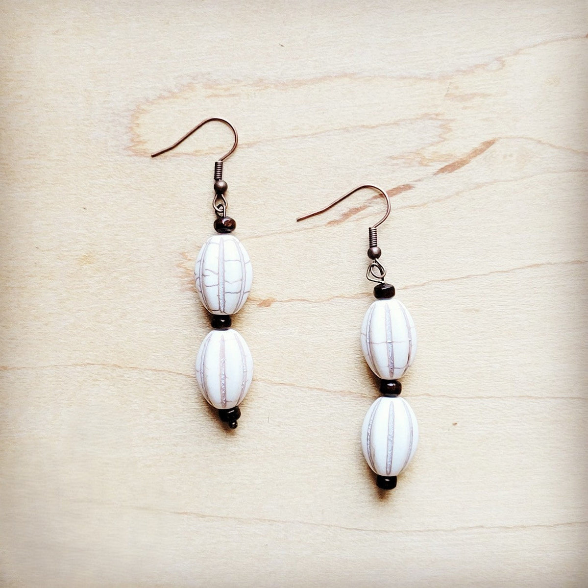 White Turquoise Melon Bead Earrings