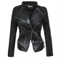 Women's Gothic Black Faux Leather Biker Jacket Slim Fit - Image 6