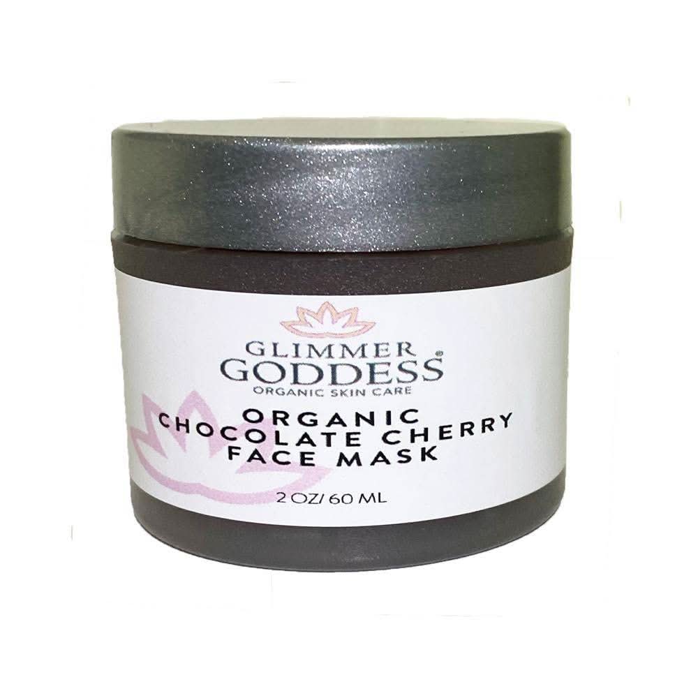 Glimmer Goddess Organic Chocolate Cherry Anti-Aging Face Mask in a jar