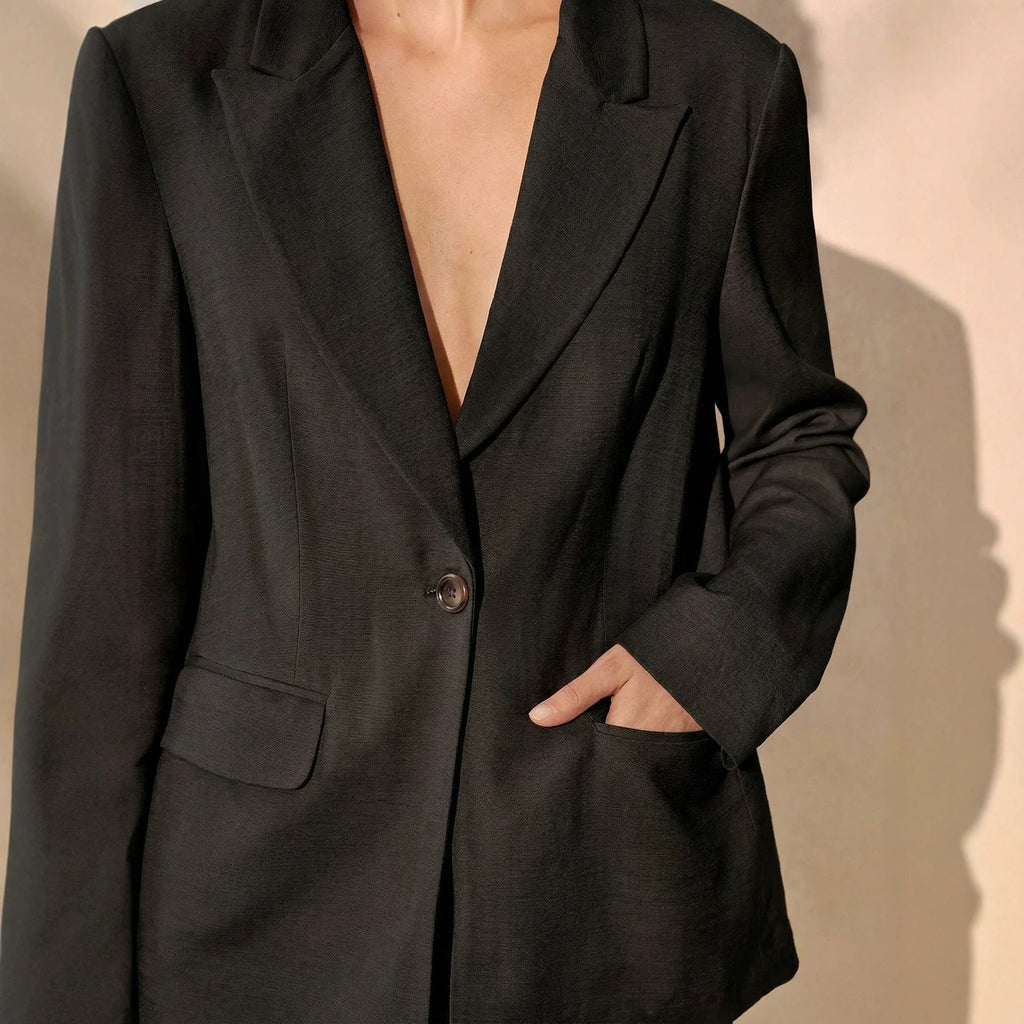 Lace Open Back Blazer | Notched Lapel Waist-Tie Suit Jacket