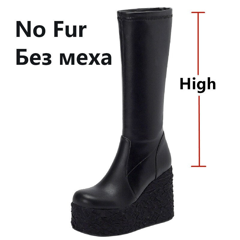 Women's Black Punk Platform Wedge Ankle Boots - Image 31