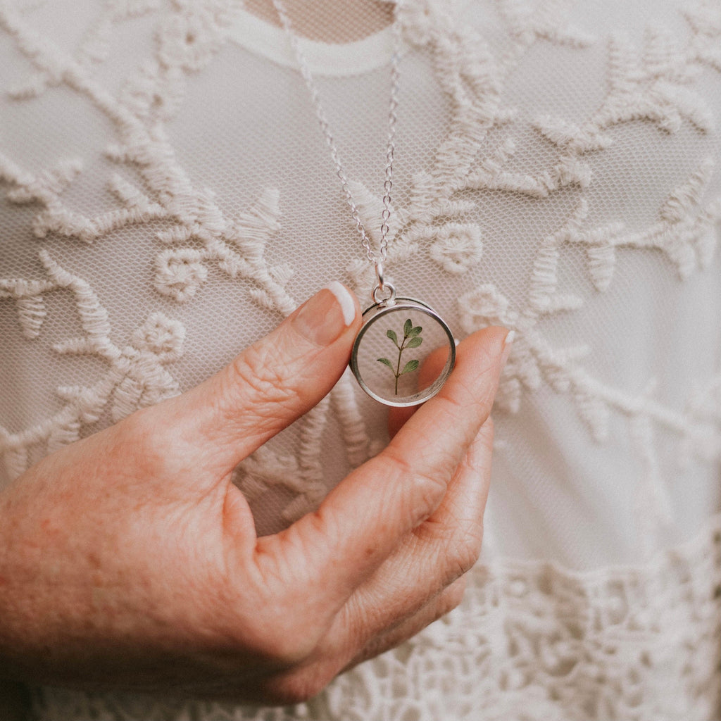 Deep Round Botanical Pendant Necklace