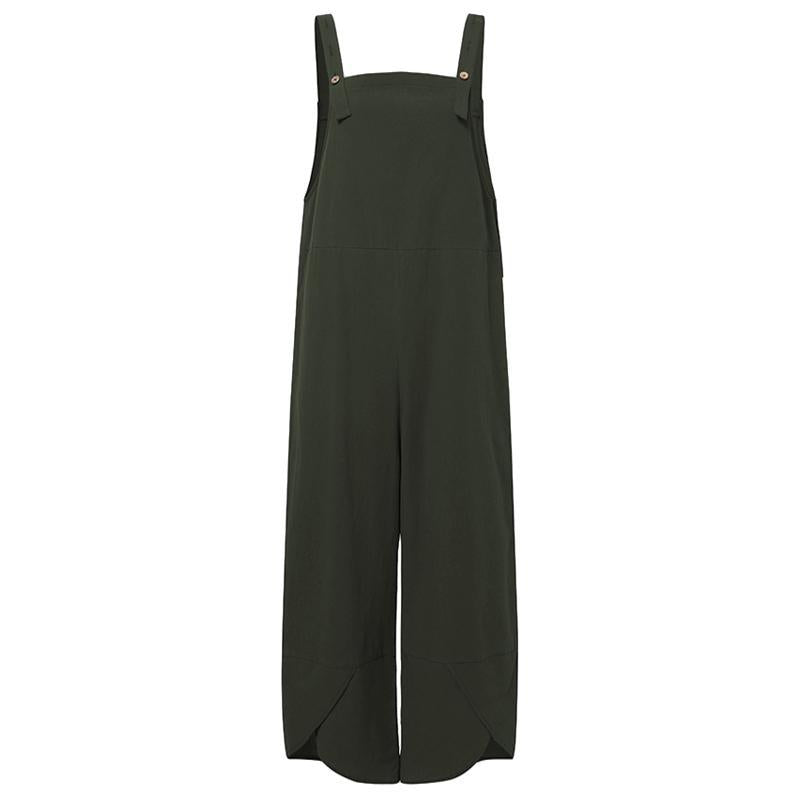 Women's Casual Solid Color Wide Leg Overalls Jumpsuit - Image 11