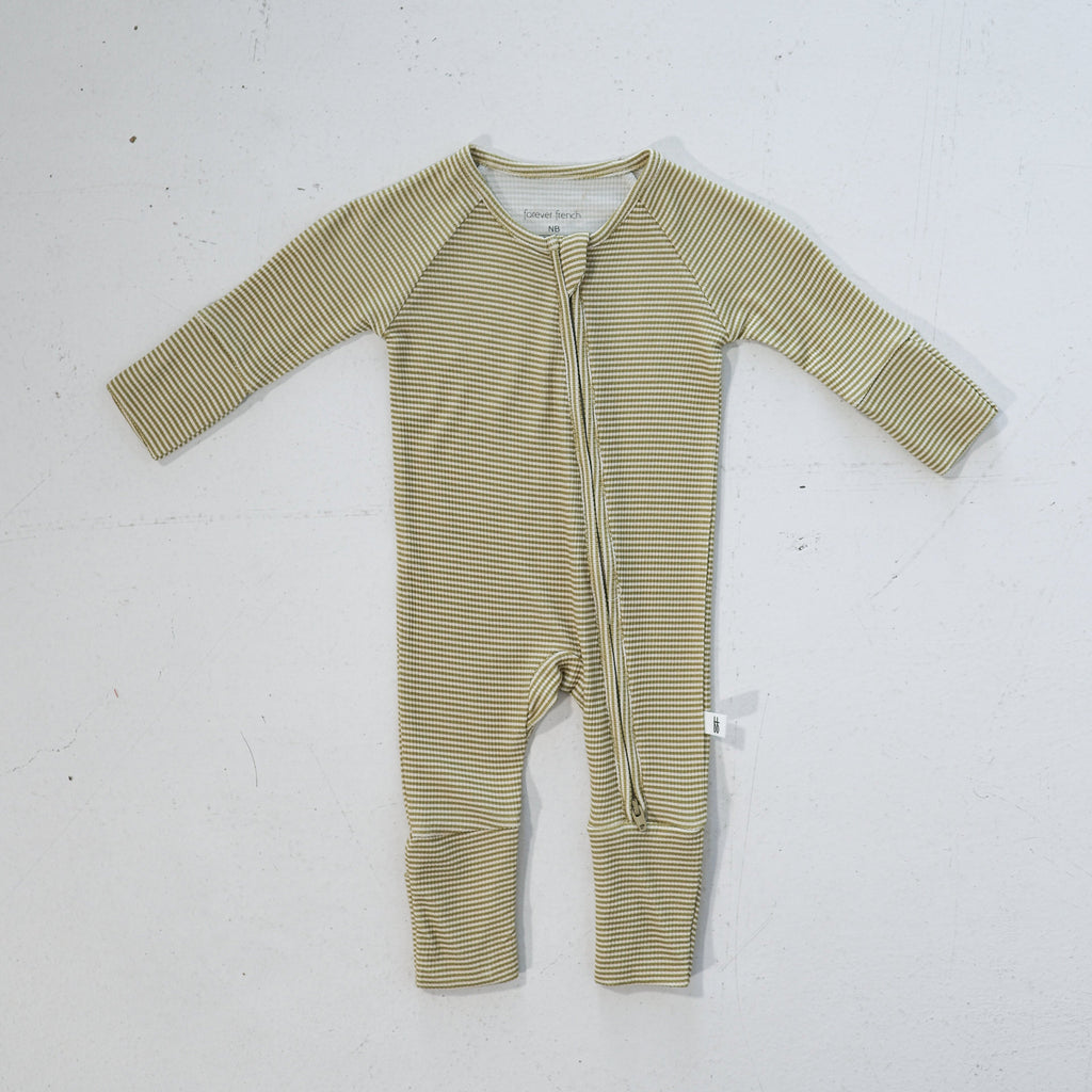Willow Stripe Ribbed Bamboo Zip Pajamas