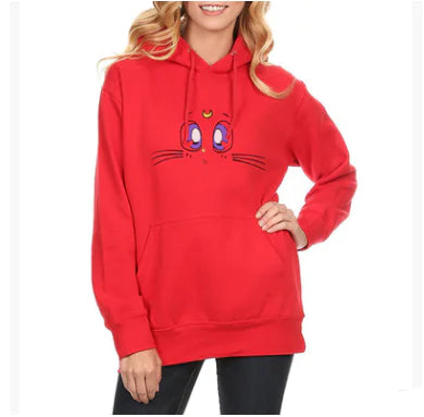 Women's Hooded Sweatshirt with Cute Cat Design