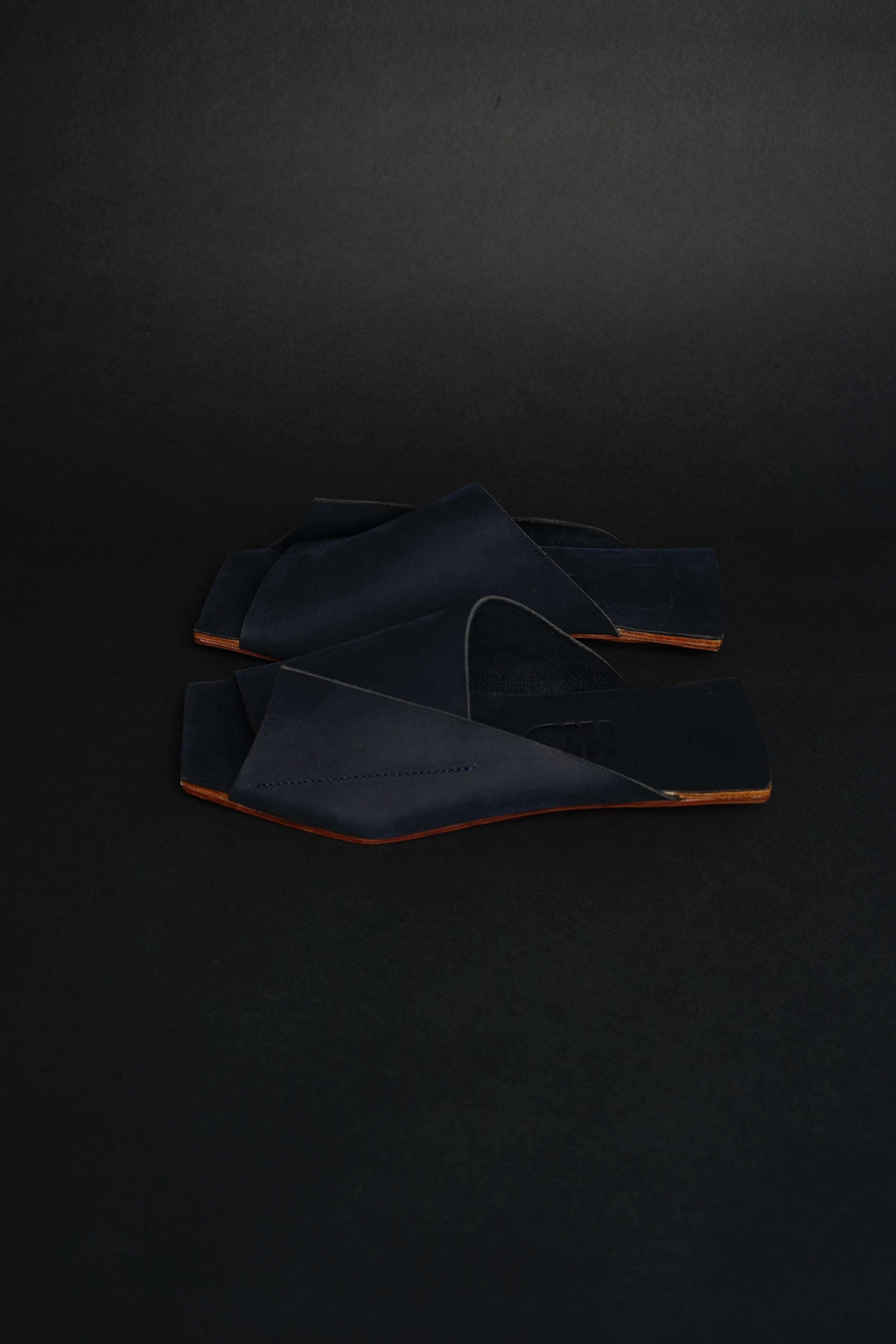 Amos Handcrafted Navy Leather Slides