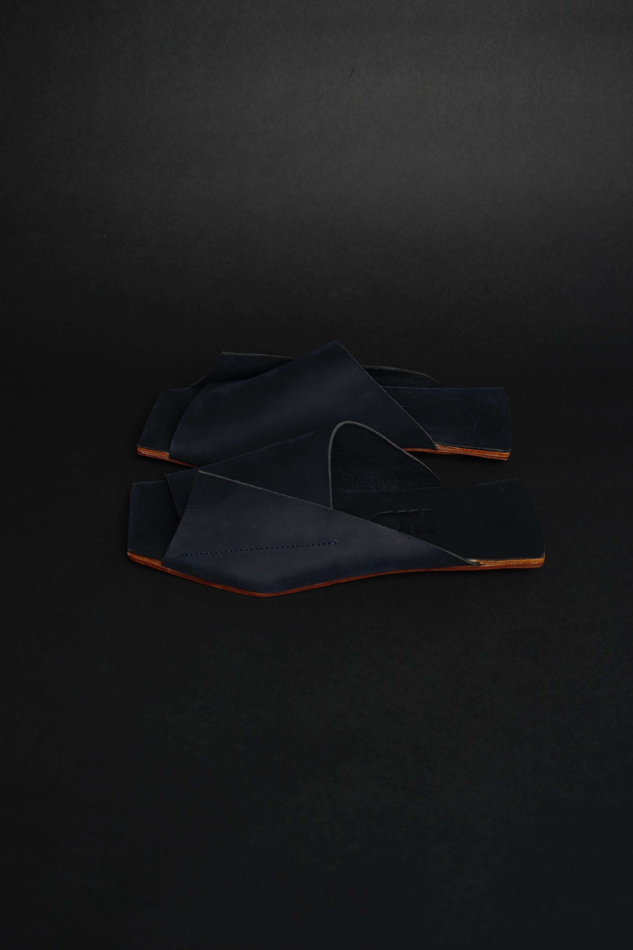 Amos Handcrafted Navy Leather Slides