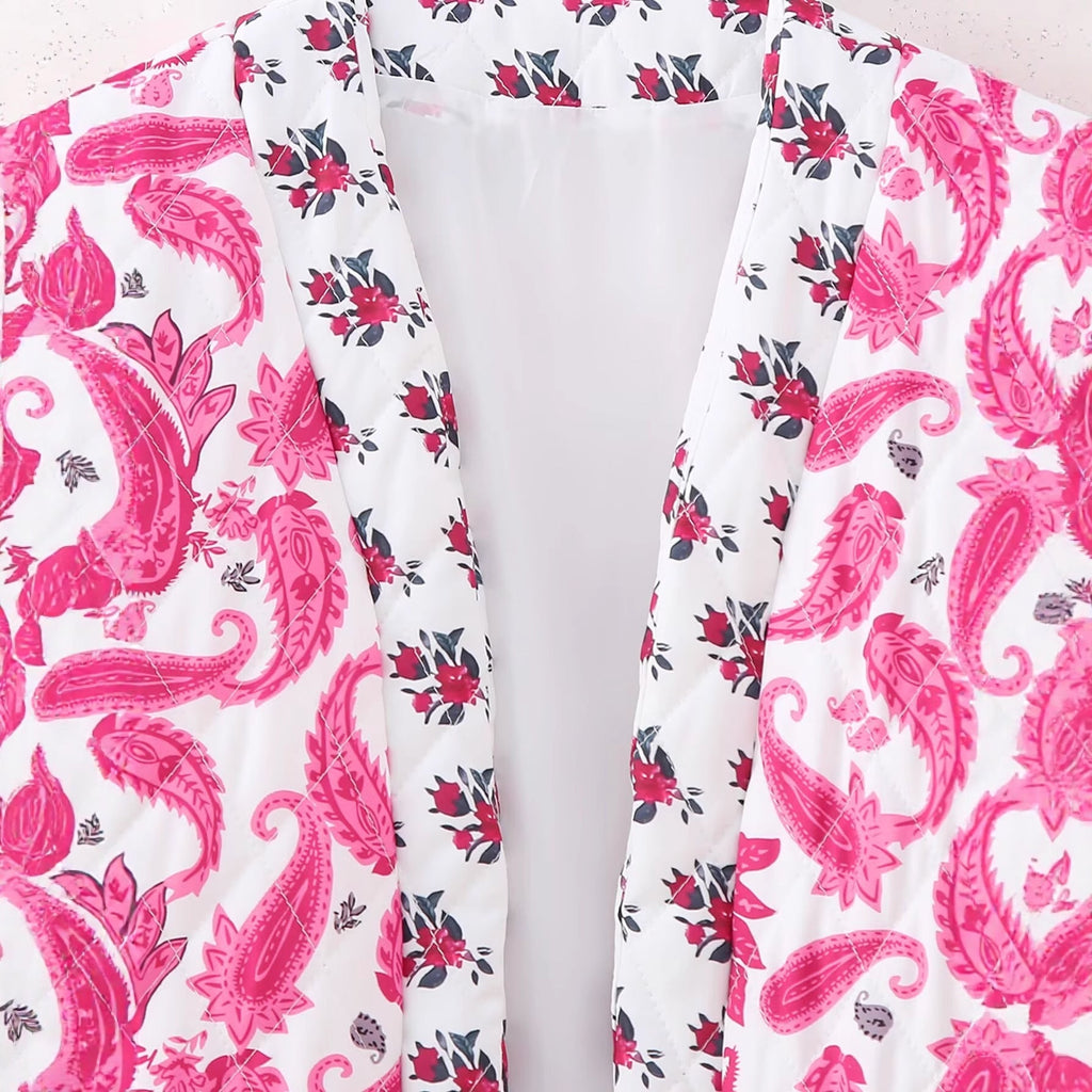 Women's Quilted Paisley Vest - Vintage Harajuku Style V-Neck