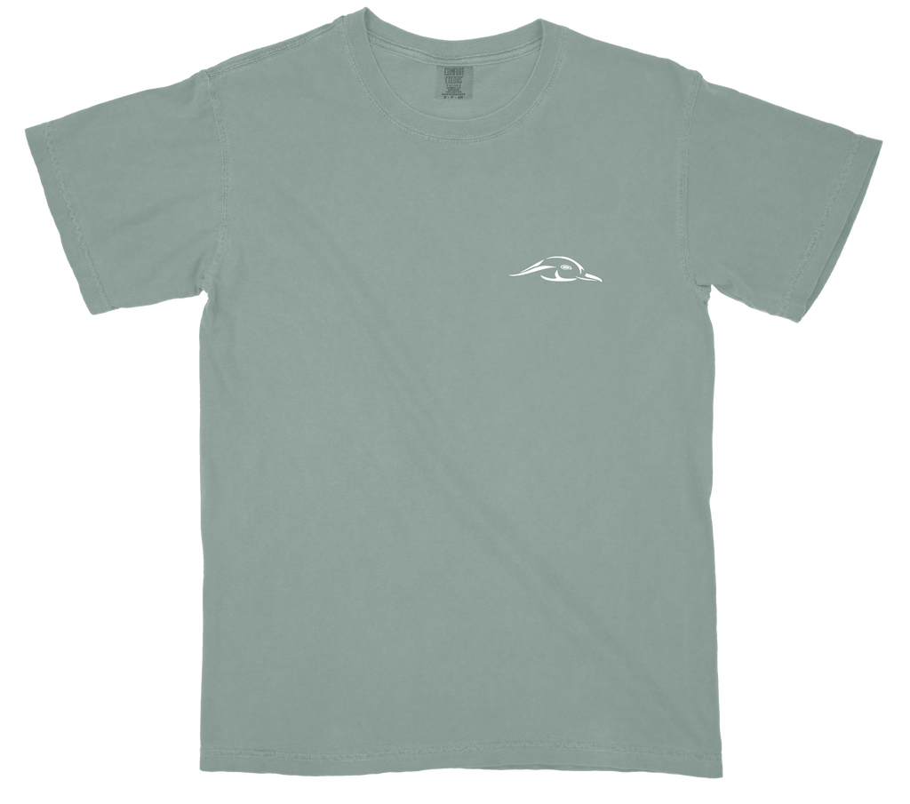 Field & Flush Graphic Tee in Sage-Green and White Cotton
