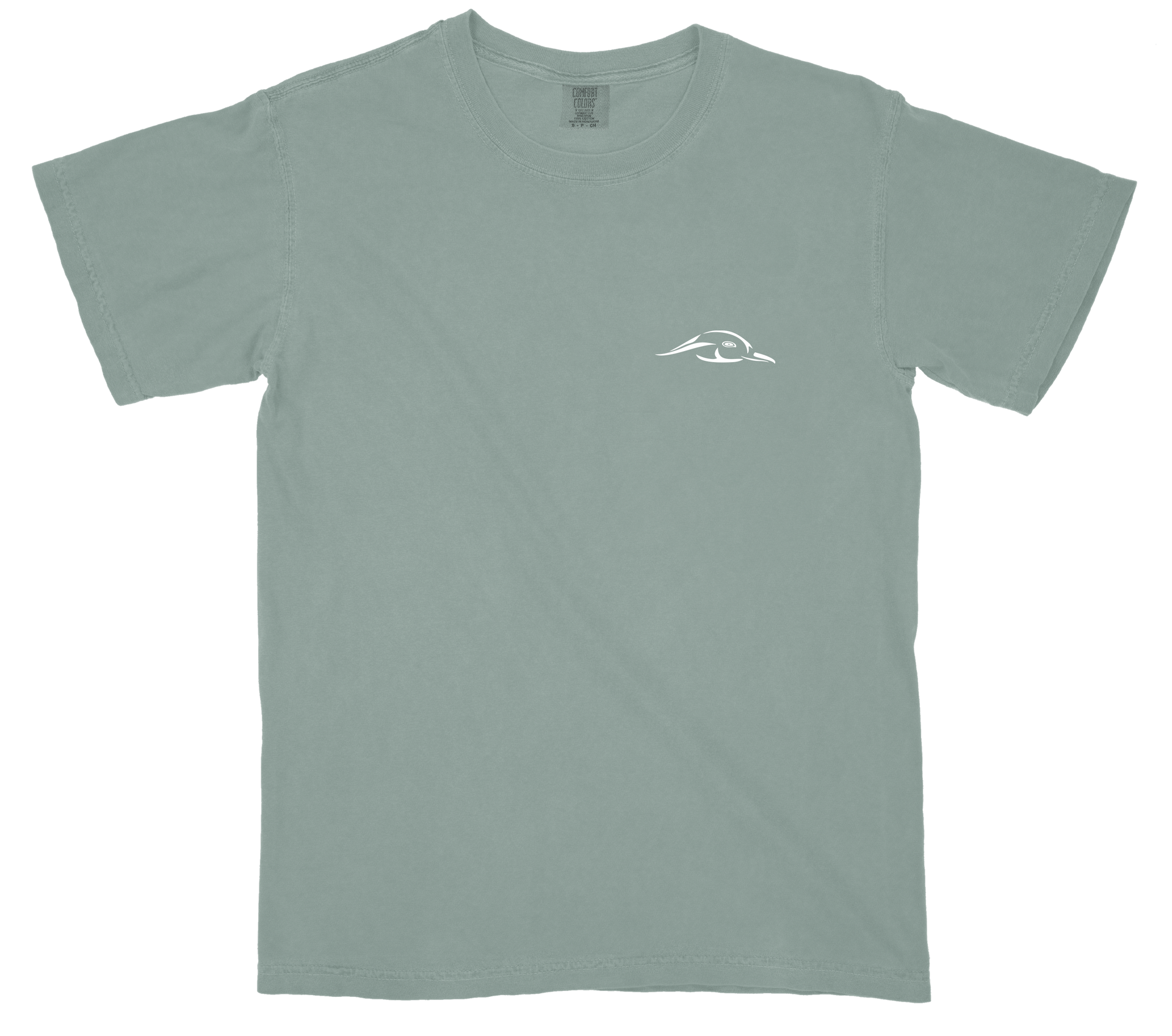 Field & Flush Graphic Tee in Sage-Green and White Cotton