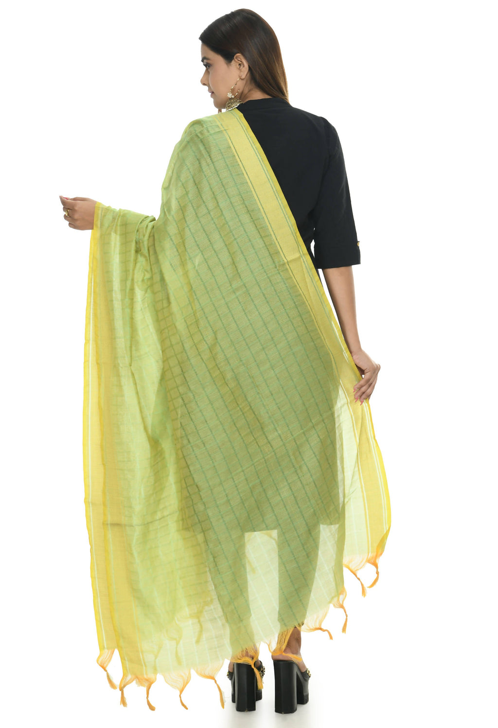 Pista Green Handloom Cotton Dupatta - Lightweight Ethnic Stole