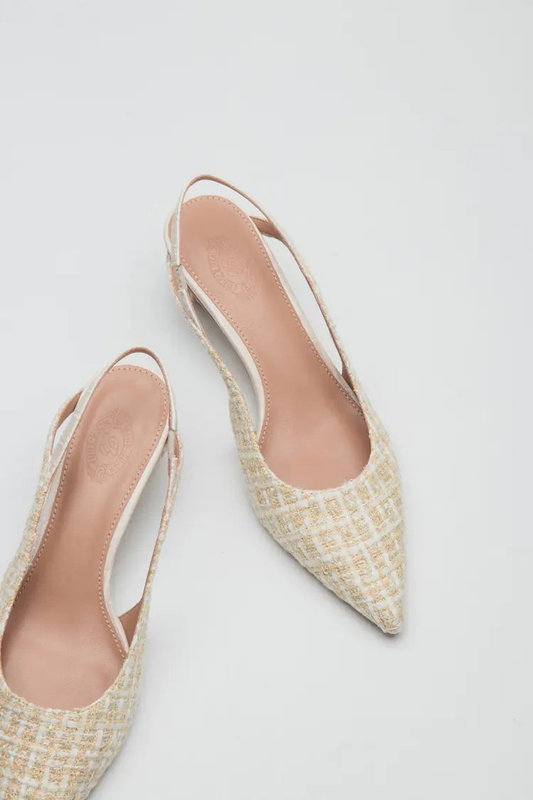 Tweed Slingback Heels with Sculptural Round Heel - Image 22