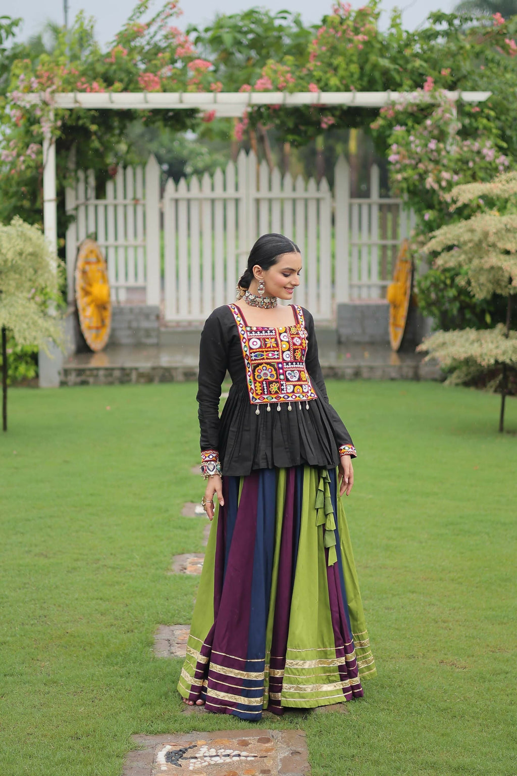 Multicolor Rayon Gota-Patti Lace Lehenga Choli Ethnic Set