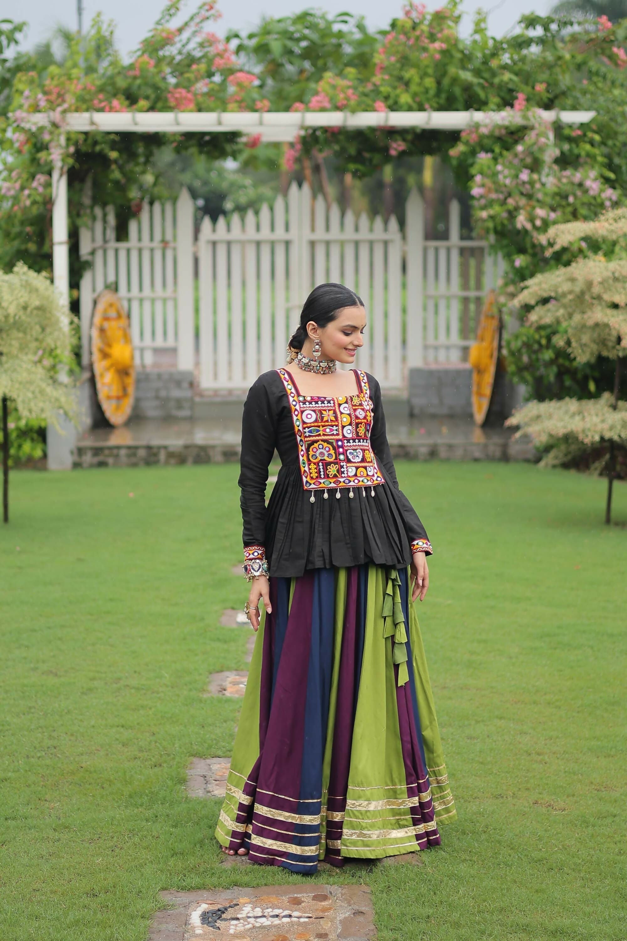 Multicolor Rayon Gota-Patti Lace Lehenga Choli Ethnic Set