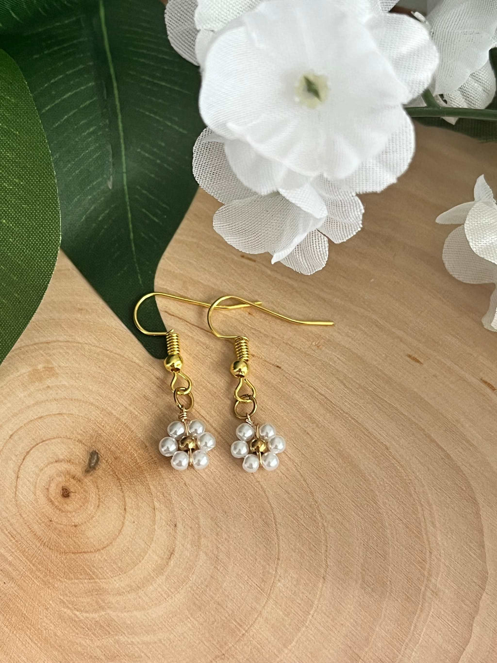 Gold Flower Earrings - Blooming in Faith Daisy Floral Gold Earrings