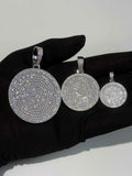 Real 925 Sterling Silver Iced Coin Medallion Pendant