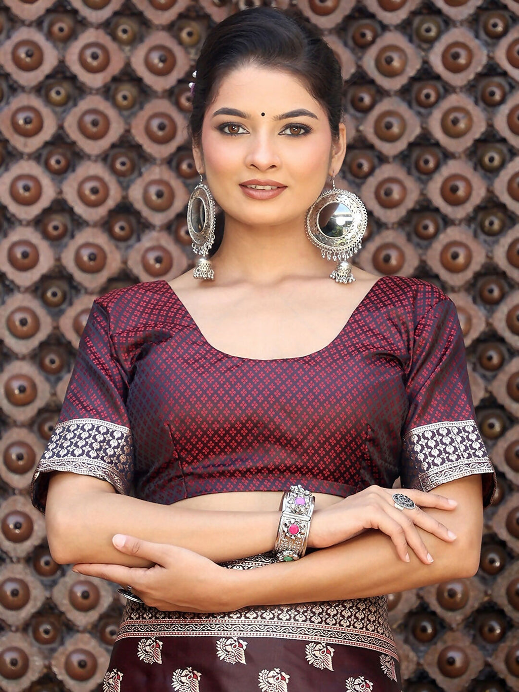 Red Silk Saree with Matching Blouse Piece