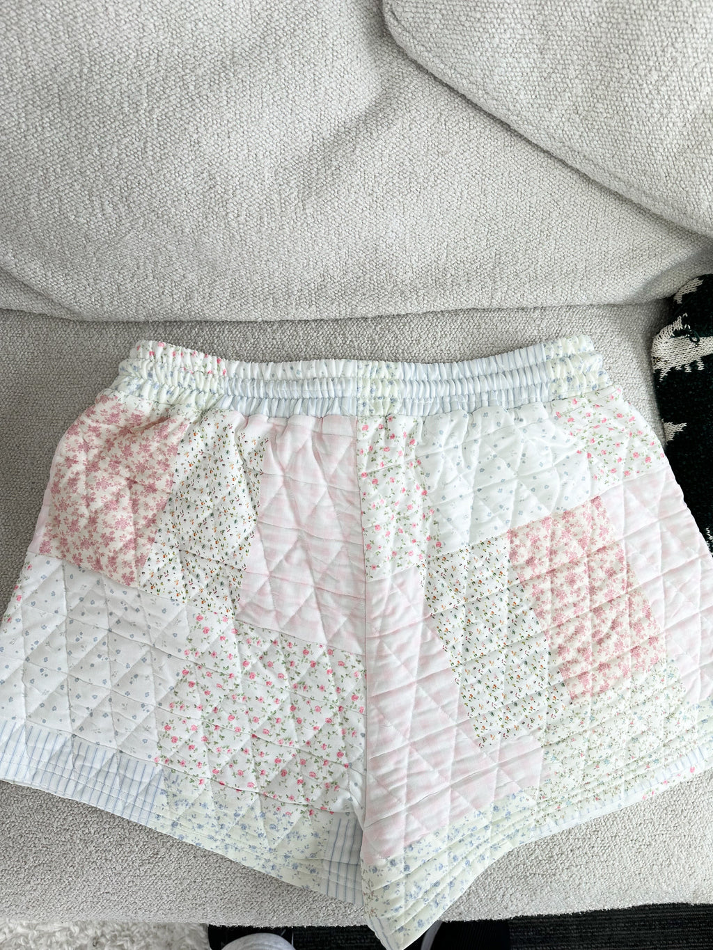 Quilted Pastel Shorts - Cotton Patchwork Cottagecore Lounge