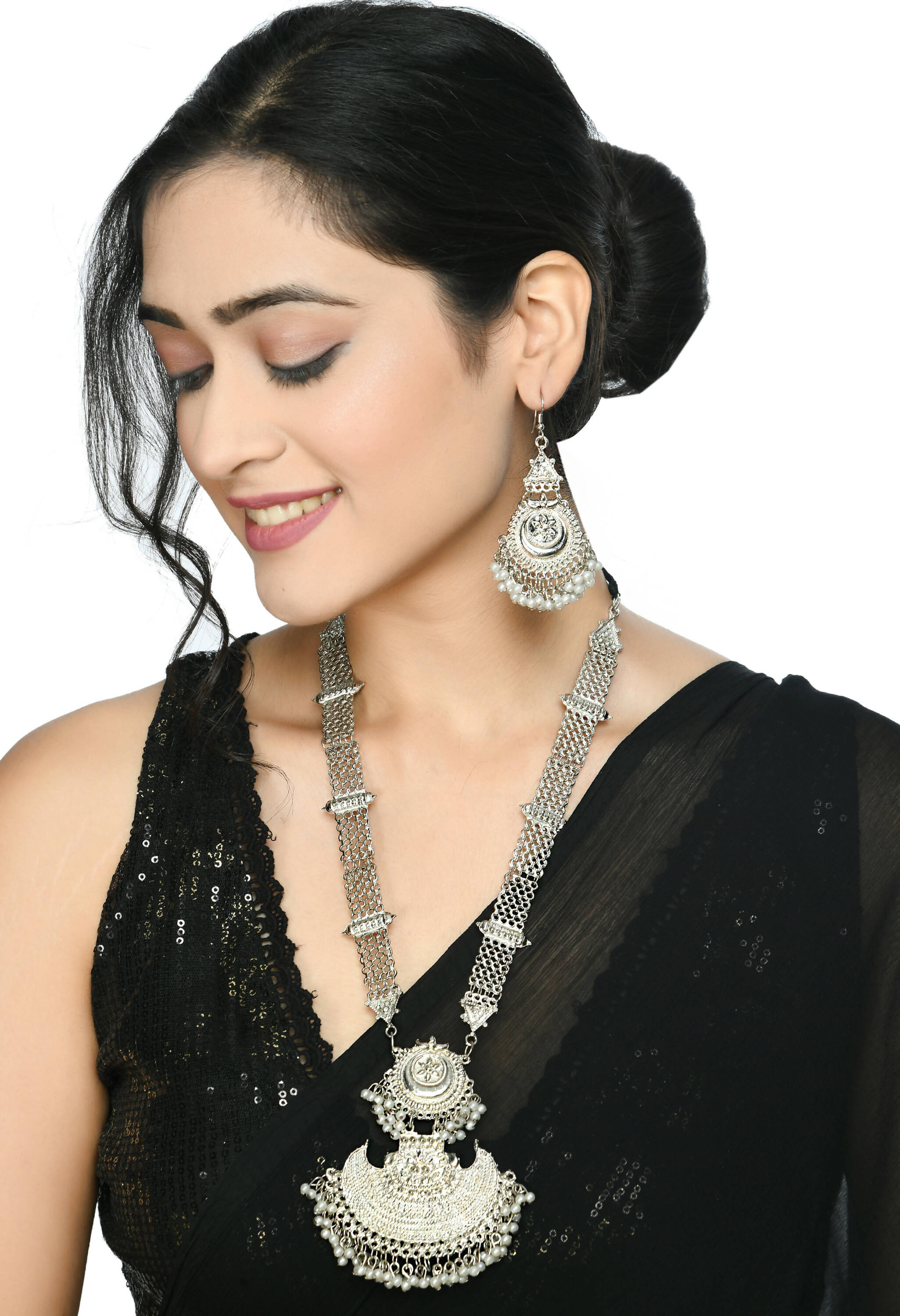 Silver-Plated Brass Rani Haar Statement Necklace for Women