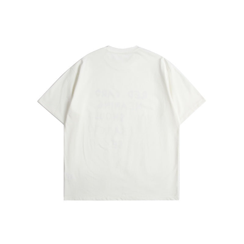 White Loose Fit Letter Print Short Sleeve Graphic Tee