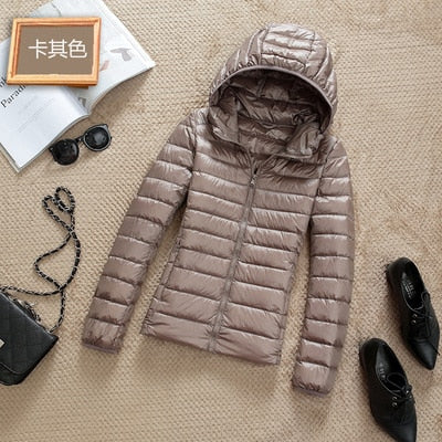 Women's Ultra-Lightweight Slim Fit Hooded Puffer Jacket - Image 16