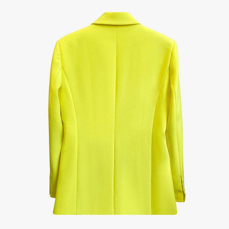 Women's Harajuku Style Minimalist Neon Yellow Blazer