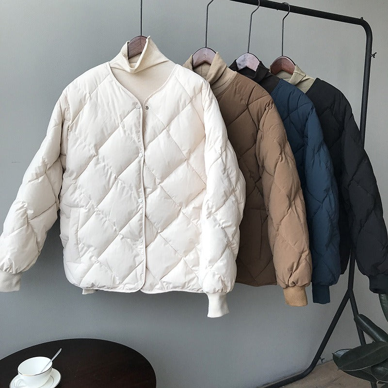 Women's Harajuku Style Quilted Puffer Jacket Warm Cotton - Image 3
