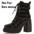Women's Retro Fashion Embossed Chunky Heel Ankle Boots - Image 7