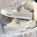Women's Platform Canvas Sneakers - Chunky Casual Lace-Up Shoes - Image 7