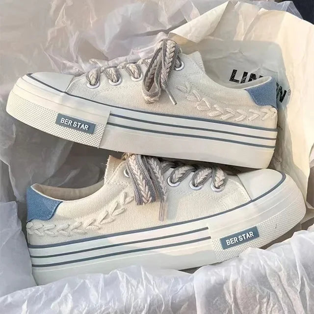 Women’s Platform Canvas Chunky Sneakers Height Increasing
