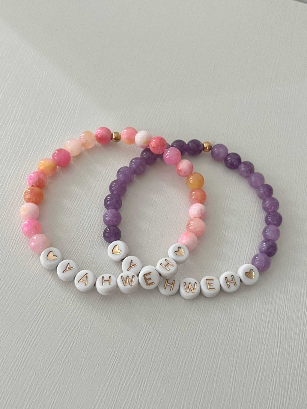 YAHWEH Pink Purple Marble Bracelet | Beautiful Faith-Inspired Jewelry