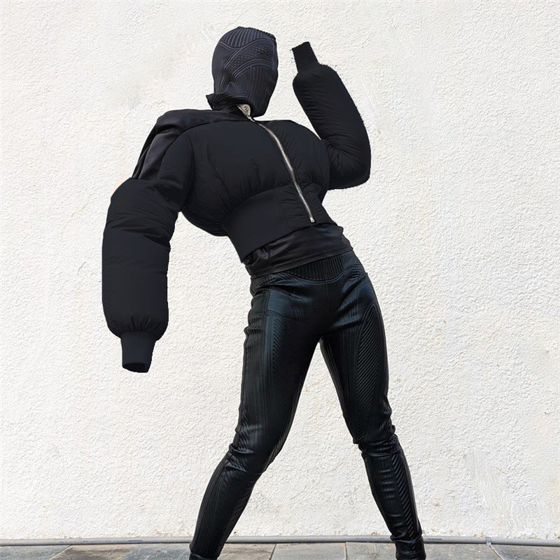 Harajuku Women's Cropped Puffer Jacket - Two-Tone Streetwear - Image 2