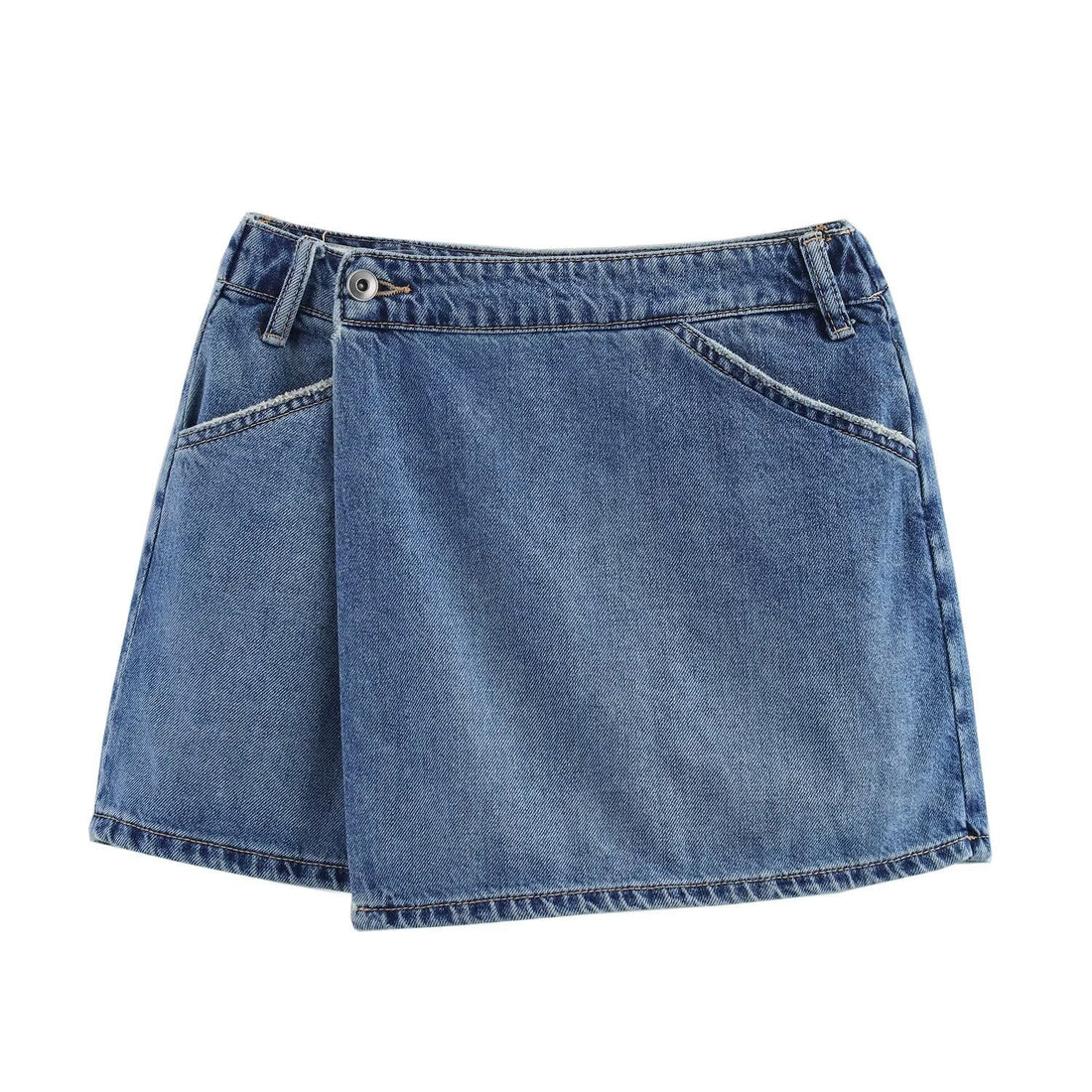 Women's Navy Blue A-Line Denim Skort - Chic Casual Style