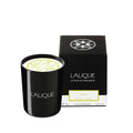 Lalique Yuzu scented candle in black, white, and green glass vessel