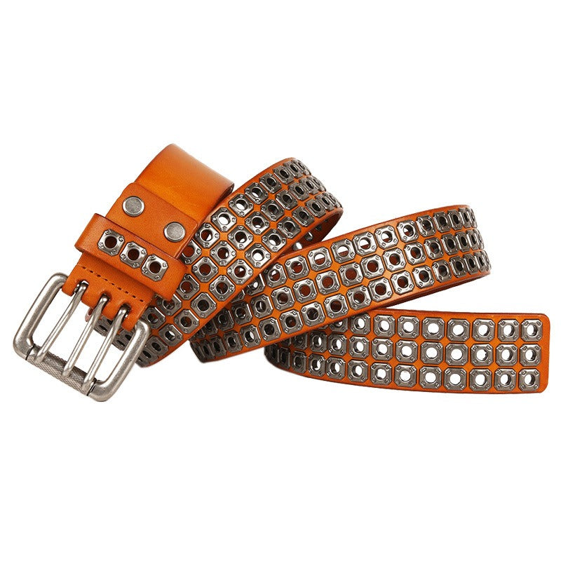 Women's Harajuku Punk Style Cowhide Rivet Belt - Adjustable - Image 4