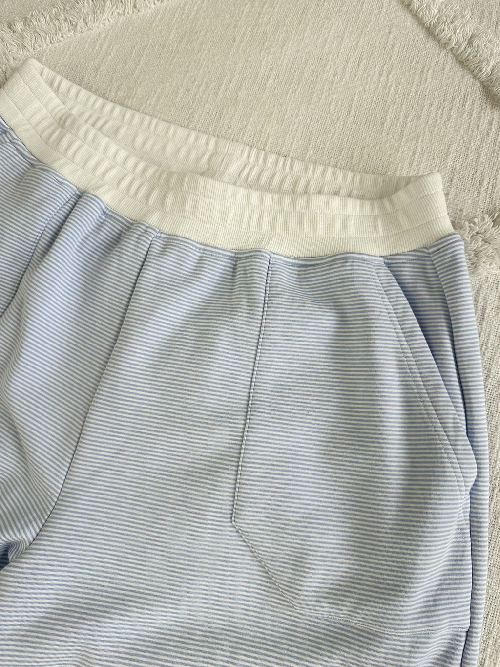 Blue and White Mini Striped Unisex Sweatpants Lounge Bottoms