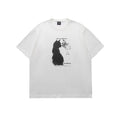 White Loose Fit Short Sleeve Cat in Mirror Graphic T-Shirt - Image 6