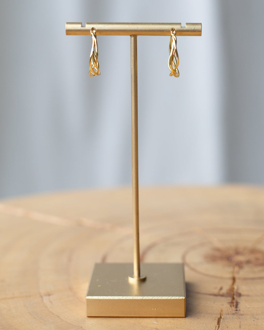 Gold Braided Hoop Earrings - 14k Gold Plated Minimalist Hoops
