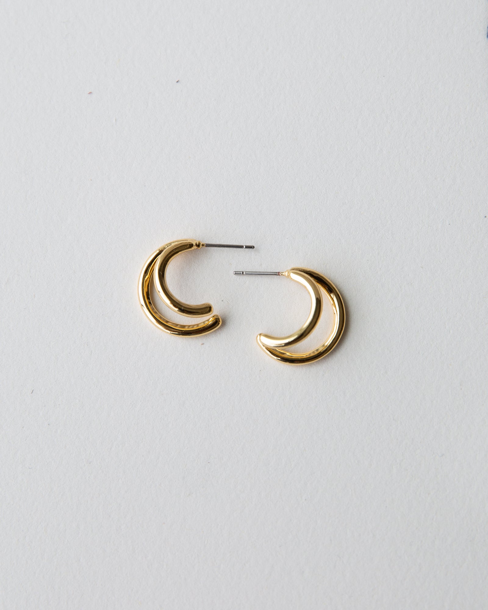 Minimalist Gold Double Hoop Earrings Modern Polished Jewelry