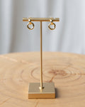 Pair of minimalist 14K gold-plated small hoop dangle earrings with a polished finish